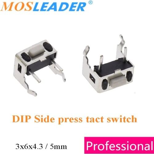 Mosleader 1000pcs 3*6*4.3mm 3*6*5mm DIP Tact switch With Support Holder 3x6x4.3 3x6x5 Side press Tactile Tact Push Button