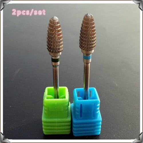2019 New 2pcs Large cone-(C,M)) carbide nail drill bit electric nail file drill bit for nail art coarse carbide drill 3/32