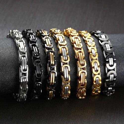 Modyle Punk Heavy Byzantine Chain Mens Bracelet Solid Thick Metal Stainless Steel Link Chain Chunky Gothic Rock Bracelets