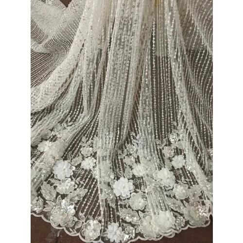 Embroidery tull net lace fabric SYJ-6145 luxury romantic 3d flower lace for evening dress/fashion show