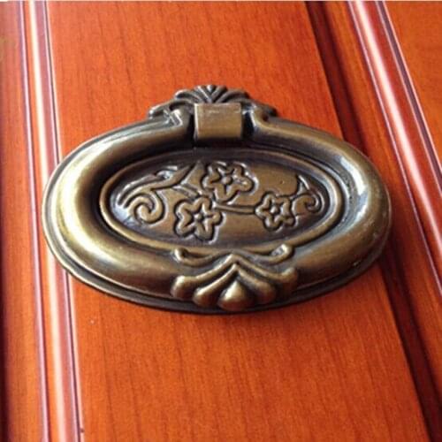 Vintage shaky drop ring furniture knob bronze drawer shoe cabinet knob pull antique brass dresser cupboard dresser door handle