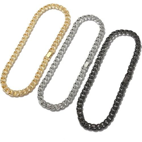 Hip Hop Jewelry Three Diamonds Cuban Three-dimensional Fashion Trend Mens and Womens Necklaces 46 50 60cm