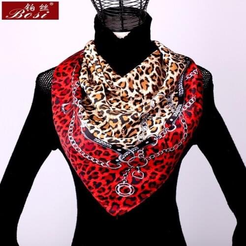 Scarf silk leopard print women square flower shawl scarfs winter satin ethnic sjaal stripe chain scarves luxury brand foulard