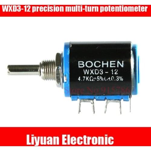 10pcs WXD3-12 precision multi-turn potentiometer / 1K 2.2K 3.3K 4.7K 10K 22k wirewound potentiometers / 5 laps sliding rheostat