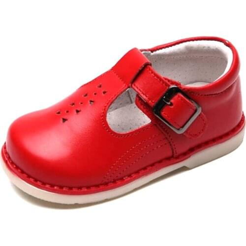 12.5-15.5cm Baby Girls Boys Genuine Leather Shoes Dark Blue Red White Hollow Toddler Spring Shoes Strap Party Wedding Dress Shoe