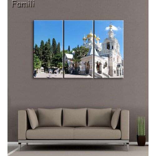 3Panel Moscow Russia architecture city landscape living room home wall modern art decor wood frame poster,oil painting