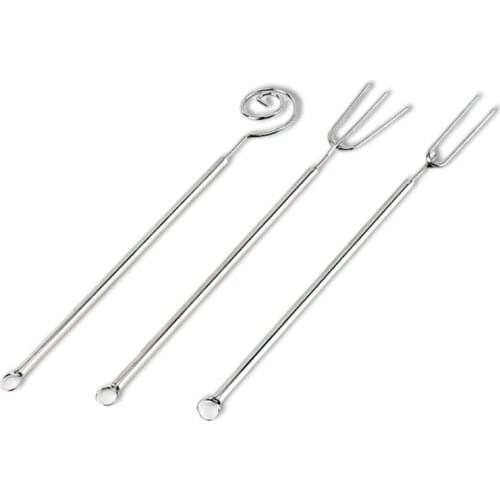 3 Pcs Stainless Steel Fondue Forks DIY Decorating Tool Set Baking Supplies Hanging and Storage Save Space Kitchen Tools