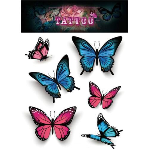 3D Butterfly Rose Flower Feather Tattoo Waterproof Christmas Gift 105*150mm Tattoos Sticker for Women Body Art Tattoo Sticker