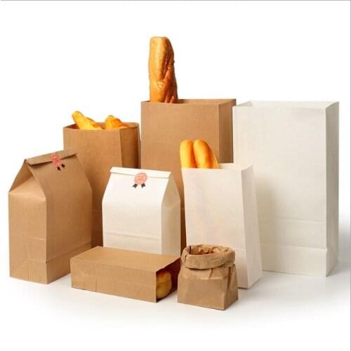 50 pcs 100pcs Brown Kraft Paper bag Gift Bags packing Biscuits candy Food raft bread Cookie Bread Nuts Snack Baking Package
