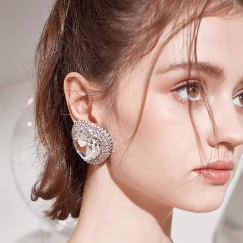 Bohemian Shiny Rhinestone Love Heart-shaped Earrings for Womens Party Gifts Fashion Temperament Jewelry Statement Earrings