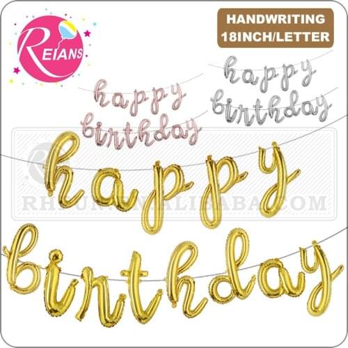 18inch Handwriting lower case Letters Alphabet Happy Birthday Foil Balloon Gold Baby Shower Birthday Party Decoration Supplies