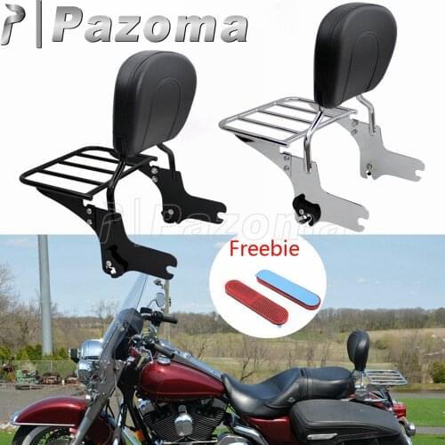 Black Motorcycle Detachable Passenger Rear Seat Backrest Pad Sissy Bar Luggage Rack for Harley Touring FLHX FLTR FLHR FLHT FLHRC