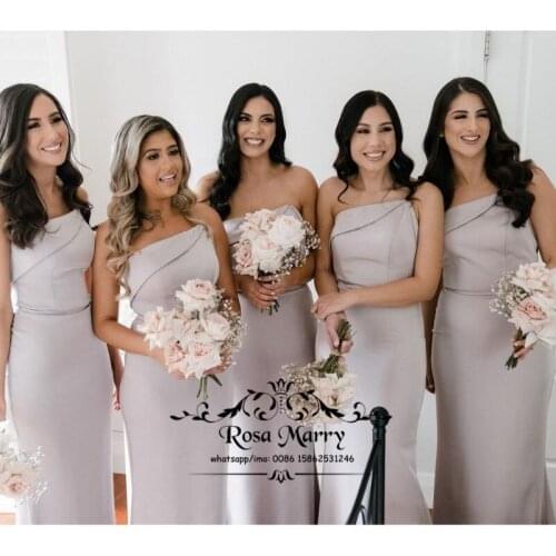 Women Plus Size Mermaid Bridesmaids Dresses 2021 Corset Cheap Simple Satin Wedding Guest Gowns Maid of Honors Party Evening Wear