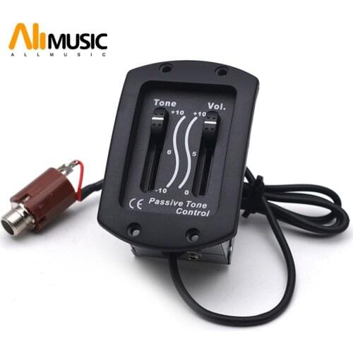 Guitar Equalizer with Volume and Tone Control Passive Control EQ 71x46MM Black