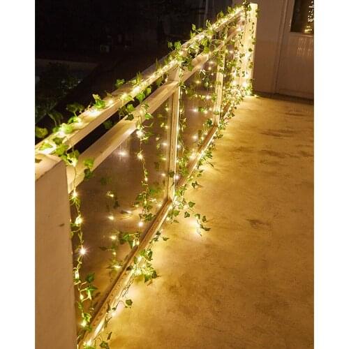 Leaf Garland Fairy Light Decor LED Solar Ligh String Lights Wedding Party Decoration Waterproof Solar Lights for Garden Decor