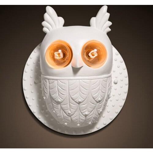 Nordic Creative Led E27*2 Individuality Wall Lighting Bedside Bedroom Lighting Corridor Resin Double Head Owl Wall Lamp