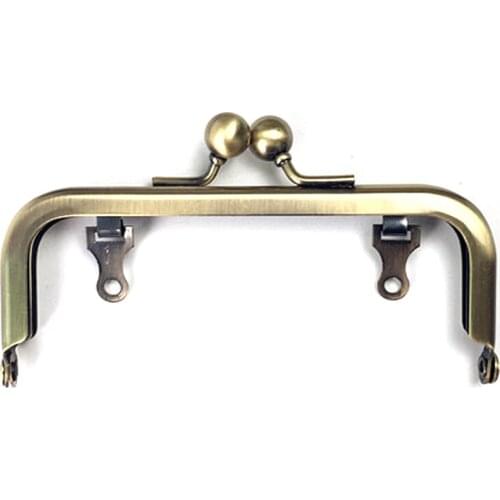 Square Bronze Tone Metal Purse Bag Frames Clutch Smooth Kiss Clasps 10cm No Holes Handbag Handles Buckle DIY Luggage Hardware