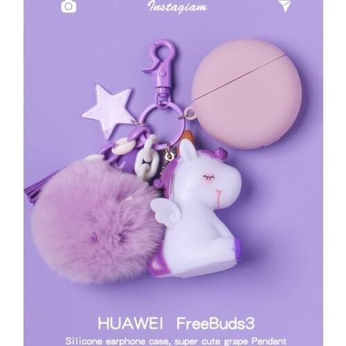 Cute cartoon Keyring Case for Huawei Freebuds 3 Case Fashion Silicone Headphone Protective Cover for Huawei Free Buds 3 Pro
