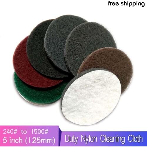 12 PCS 5 Inch Multi-purpose Flocking Scouring Pad Round 240-1500 Grit Industrial Heavy Duty Nylon Cloth for Polishing & Grinding