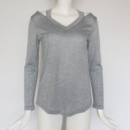 Fashion womens maternity T-shirt clothes O-neck womens cotton solid color shirt off-the-shoulder full sleeve V-neck