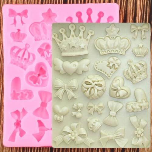 Cartoon Crown Bow Tie Silicone Molds Wedding Cupcake Topper Fondant Cake Decorating Tools Candy Clay Chocolate Gumpaste Moulds