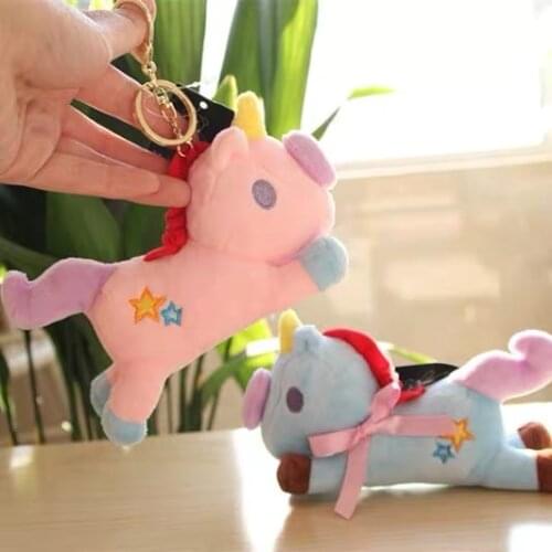 2021 new 12cm Plush pendant unicorn fashion pony keychain bag mobile phone accessories car key pendant plush toys stuffed animal
