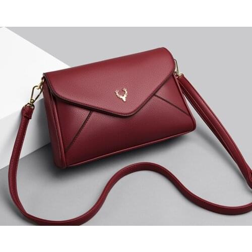 Solid Color Pu Leather Shoulder Bags 2021 Womens Brand Designer Handbag Elegant Crossbody Bag Ladies Small Flap Messenger Bag