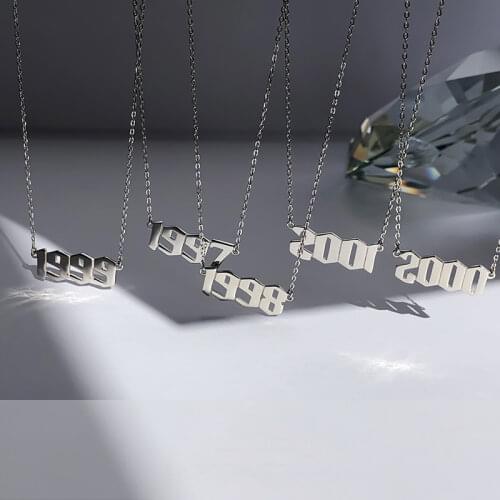Stainless Steel 1980-2021 Birth Year Necklaces for Women Men Choker Date Number Pendant Necklace Jewelry Commemorat Gift