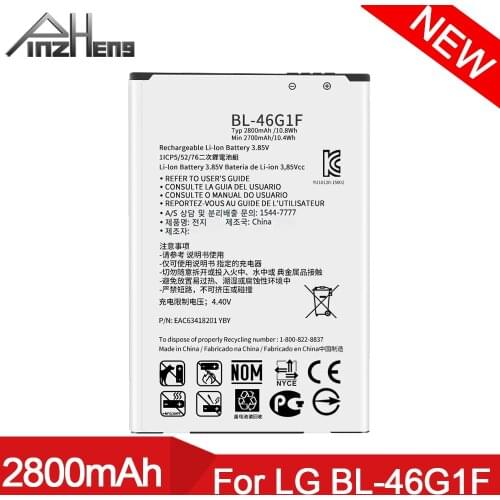 PINZHENG 2800 mAh BL-46G1F Battery For LG K20 K425 K428 K430H 2800mAh k10 m250 2017 Version Replacement Mobile Phone Bateria