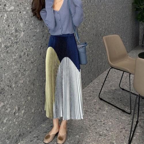 Miyake pleated floral print skirt 2021 summer and autumn new niche European folda a-line high-waisted thin plus size long skirt