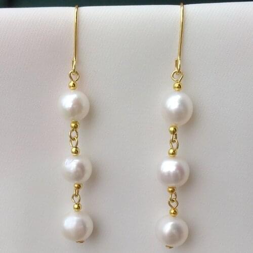 100% Real Pearl . we only sell real pearl stunning pair of 7-8MM nature south sea white pearl earring 14K