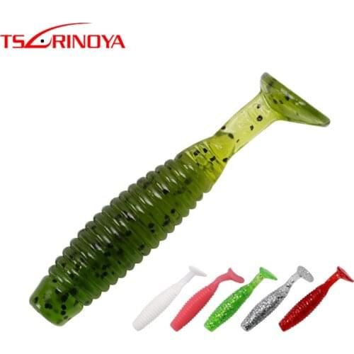 TAURINOYA Fishing Lure Dance 45mm 1.4g/60mm 3.2g T Tail Shad Soft Lure 6Colors Artificial Soft Jig Worm Bait With Fishy Smell
