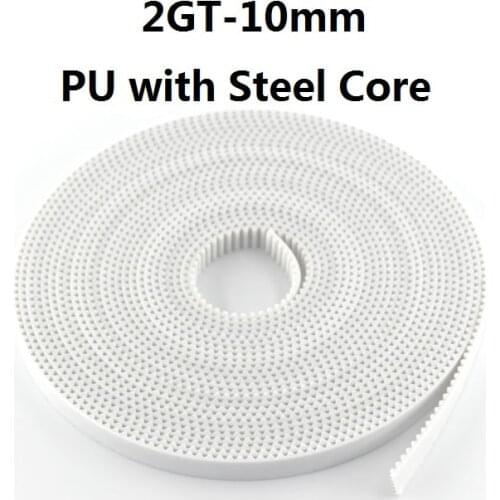 Timing Belt PU with Steel Core GT2-10mm White Color 2GT Timing Belt 10mm Width 5M/10M/20M/50M Pack