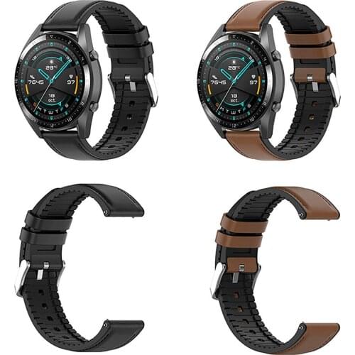 22mm Silicone Strap Leather Watch Band For Samsung Galaxy Watch 3 /Gear S3 For Huawei watch GT 42mm 46mm Honor watch GS PRO