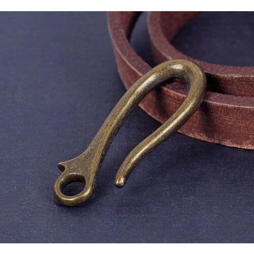 10X 15*43mm Retro Brass Belt Keyring U Hook FOB Clip for Key Chain Wallet Chain