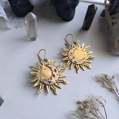 Bohemia Sun and Moon Earrings Gold Drop Earrings for Women Female Boho Party Fashion Jewelry Statement Earrings Gifts for her