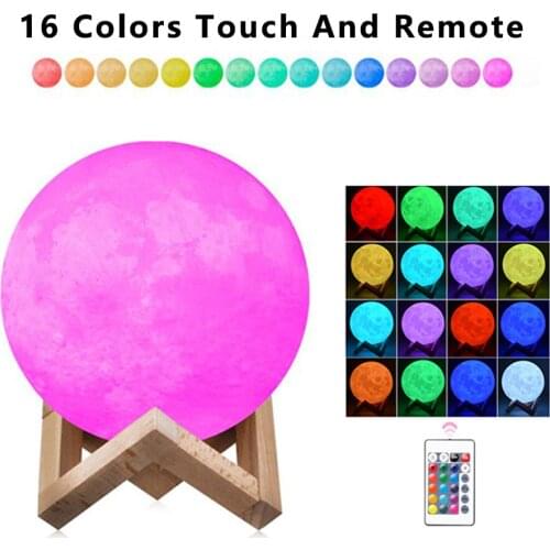 LIGINWAAT New Dropship 3D Print Moon Lamp 12cm 15cm 18cm 20cm Colorful Change Touch USB LED Night Light Home Decor Creative Gift