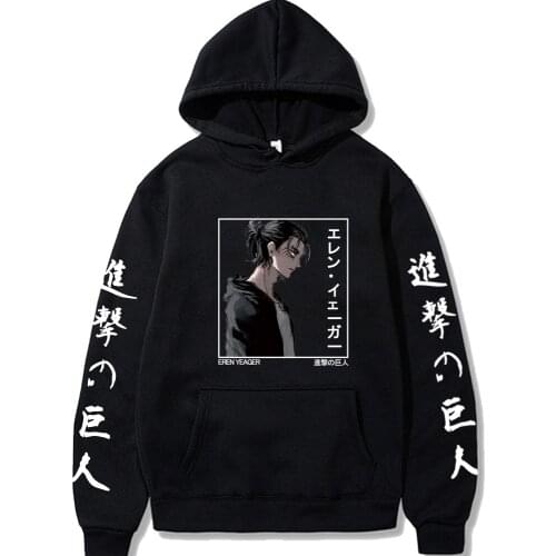 Harajuku Anime Attack On Titan Eren Yeager Hoodies Men Funny Manga Cool Men Fashion Winter Casual Oversized Women Sweatshirt