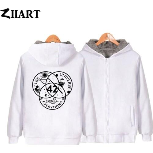 Life Universe Everything 42 Dolphin Flower Sun Ball Cloud Woman Girl Parkas Full Zip Coat Plus Velvet Autumn Winter ZIIART