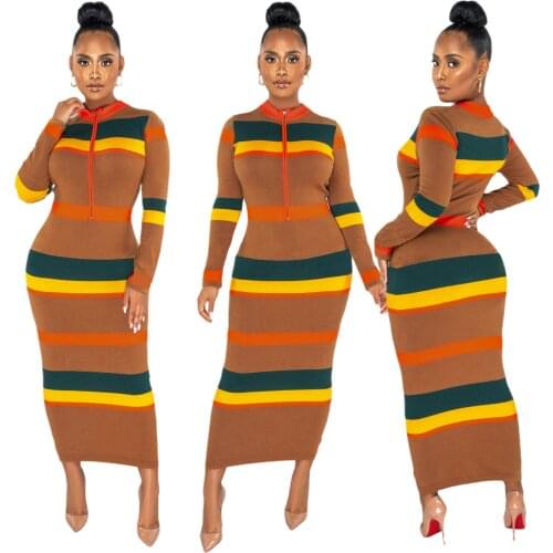Womens knitted tight-fitting long skirt fashion sexy striped square collar pencil skirt womens elastic skirt club clothes
