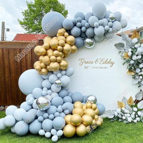 137pcs Doubled Macaron Blue Wedding Party Backdrop Baby Shower DIY Kid Birthday Celebration Decoration Event Balloon Garland Kit