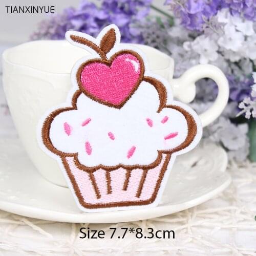 20 pcs/lot 7.7*8.3cm Cake patches children clothes patch embroidery chapter gum ironing on cartoon Patches Appliques accessory