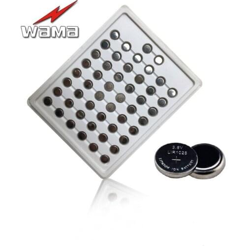 20pcs/lot Wama LIR1025 3.6V Rechargeable Button Battery Watch Batteries Replacement CR1025 Cell Wholesale