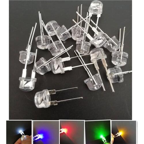 20pcs 8MM 0.5W straw hat LED light emitting diode bright F8 DIP Lamp beads white/warm white/red/green/blue/yellow