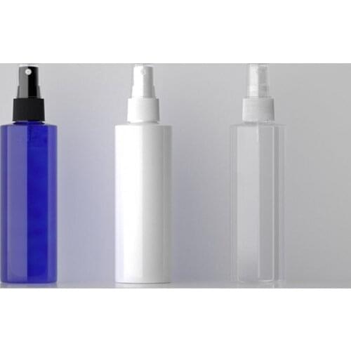 200ml 30pcs/lot clear/white/blue Perfume spray bottle empty fine mist PET bottles container with pump cosmetic container bottles