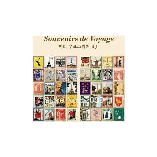 4sheets/lot Vintage Love in Paris Folding Stamps Stickers DIY Multifunction sticker stiker label Lovely home Decoration label