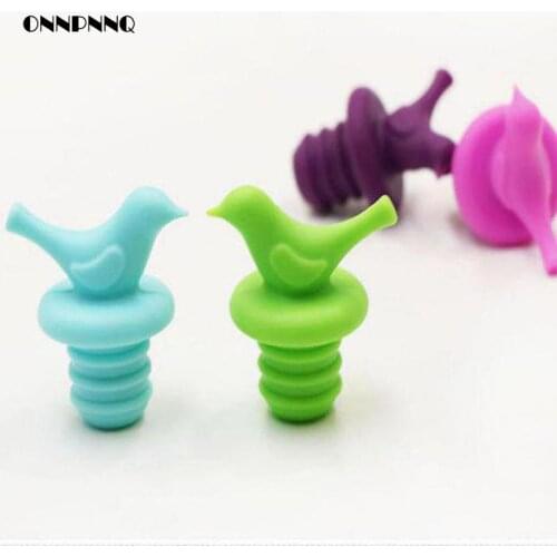 4pcs/set Small Bird Wine Stopper Red Silicone Bottle Stopper Silicone Cover Health Bottle Cap Wine Accessories Bar Tools