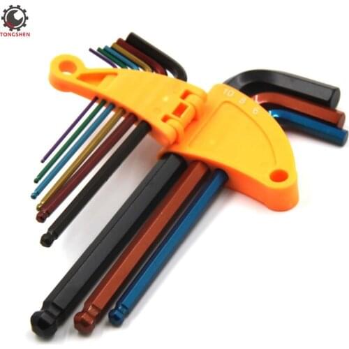 9Pcs 1.5mm - 10mm Multicolor Hexagon Allen Key Wrench Tools set Metric L-Key Set Ball End L-Wrench Set Ball End Spanner set