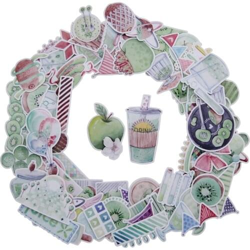 91pcs Kiwi Apple Fruit Fairy Tale Story Wonderland Journal Planner Diary Card Album Scrapbook Stickers for Children Kids Girl