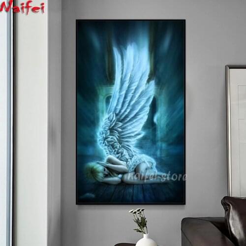 5d Diy Diamond Painting Scared Angel Girl Full Square Round Diamond Embroidery Mosaic For 2021 New Arrivals Gift Home Decor